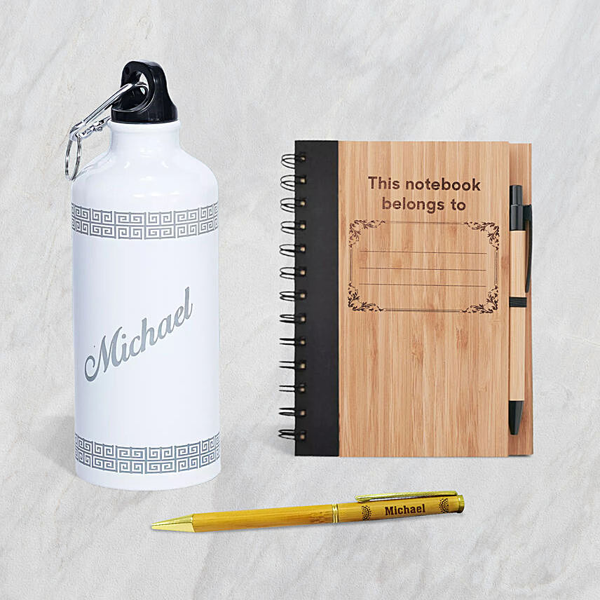 Personalised Bamboo Diary Pen and Bottle