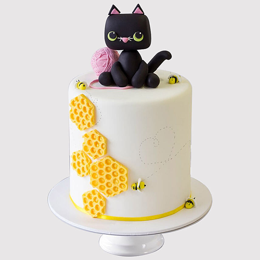 Cat Playing Designer Marble Cake