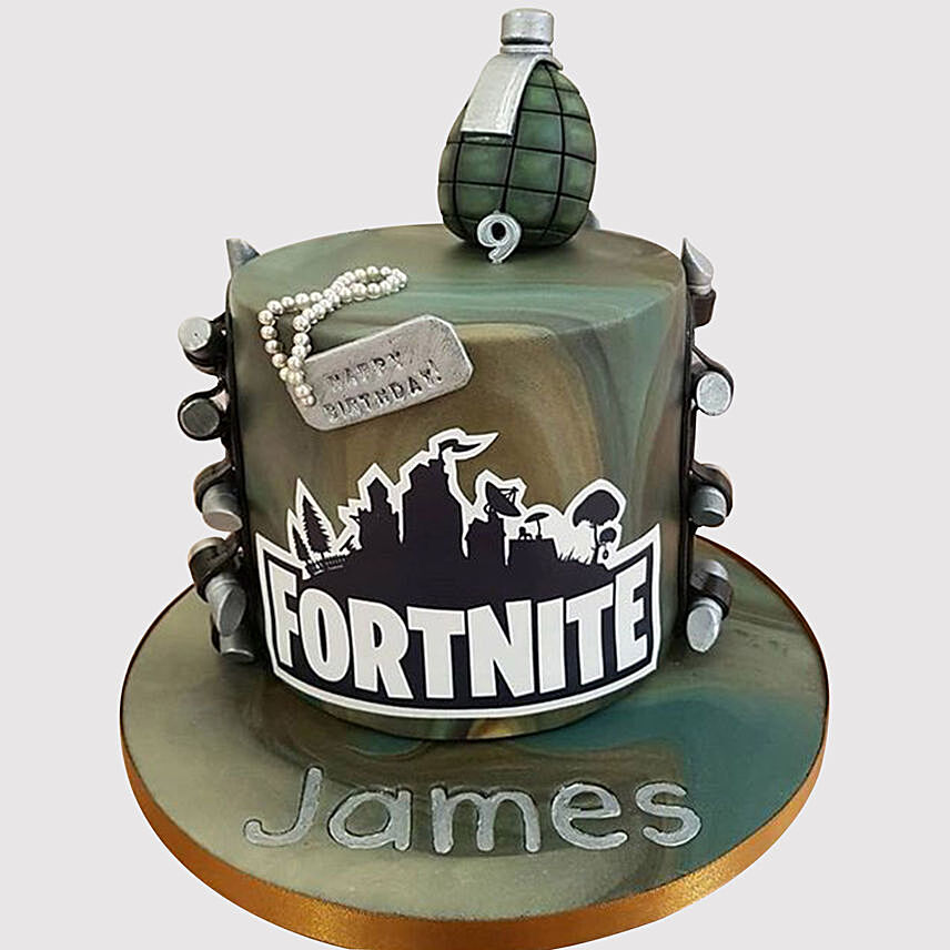 Fortnite Fondant Grenade Marble Cake