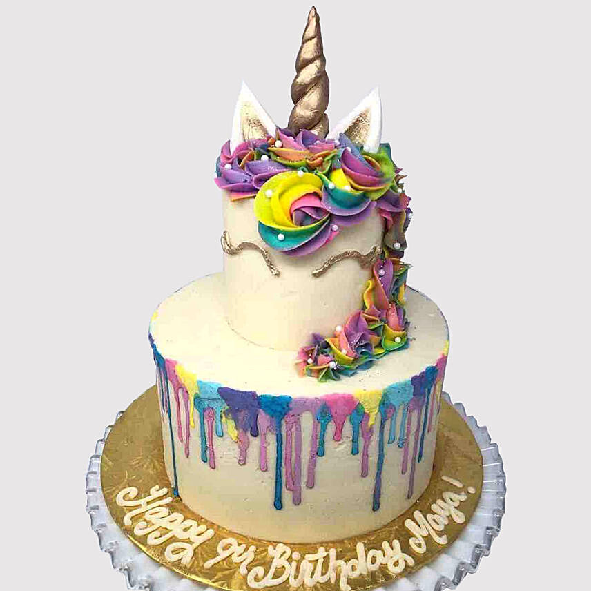 Layered Colourful Unicorn Marble Cake