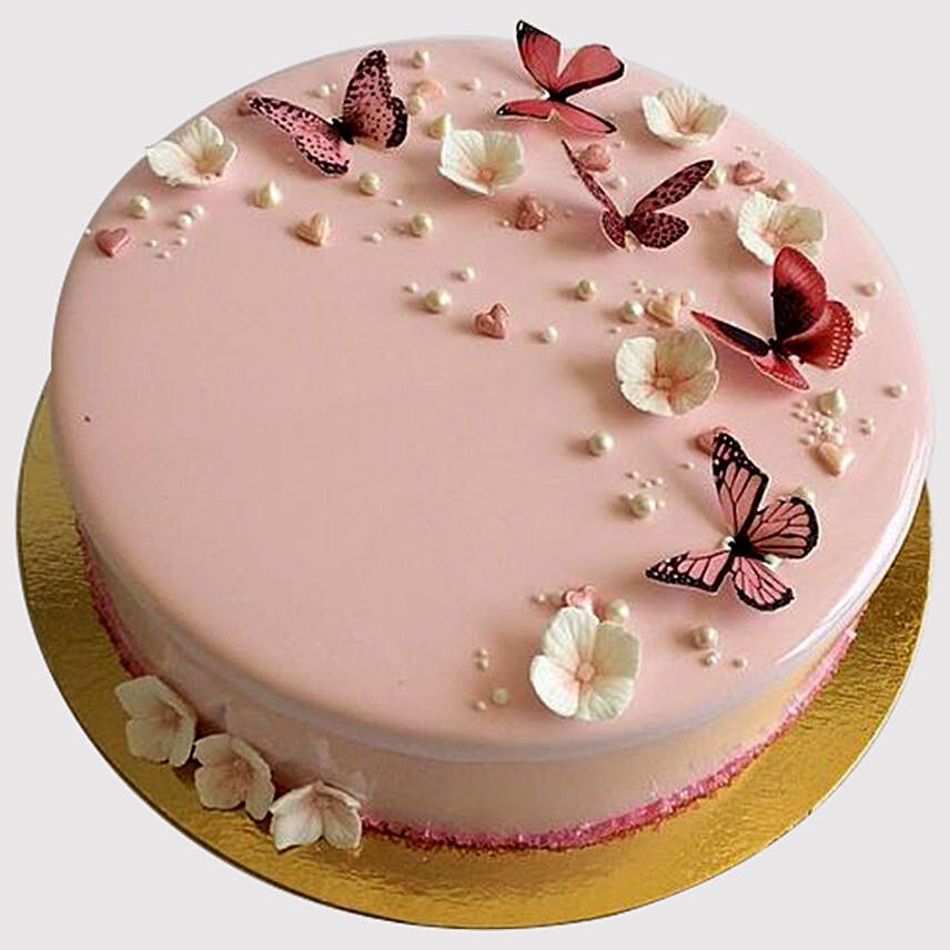 Pretty Butterfly Design Marble Cake