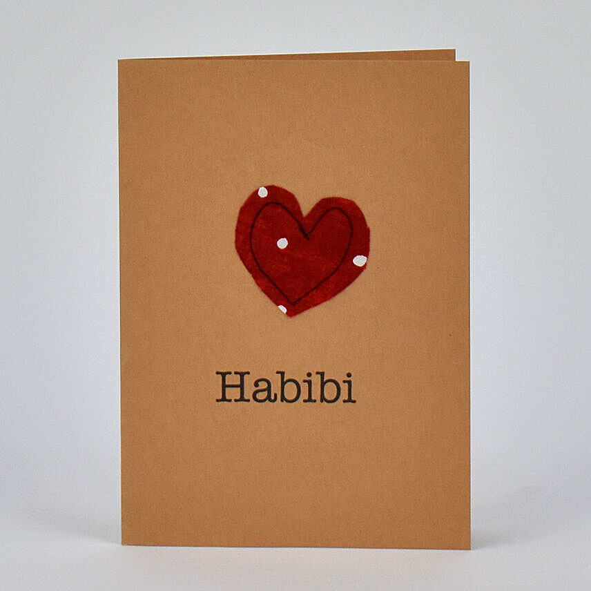 Habibi Red Heart Handmade Greeting Card