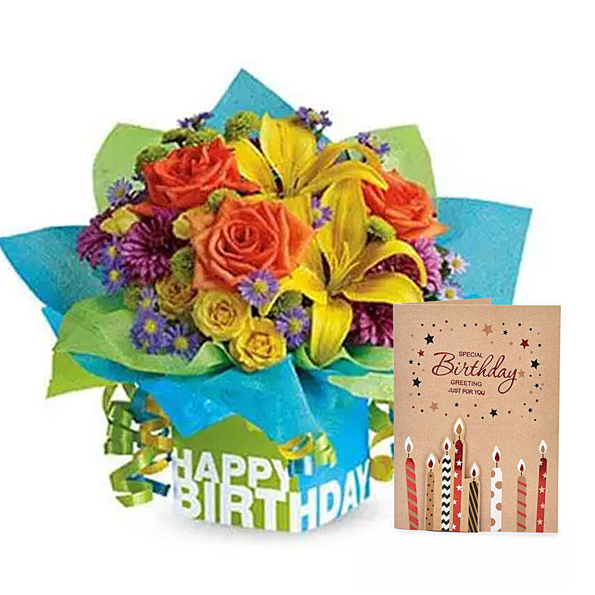 Greeting Card With Birthday Flowers