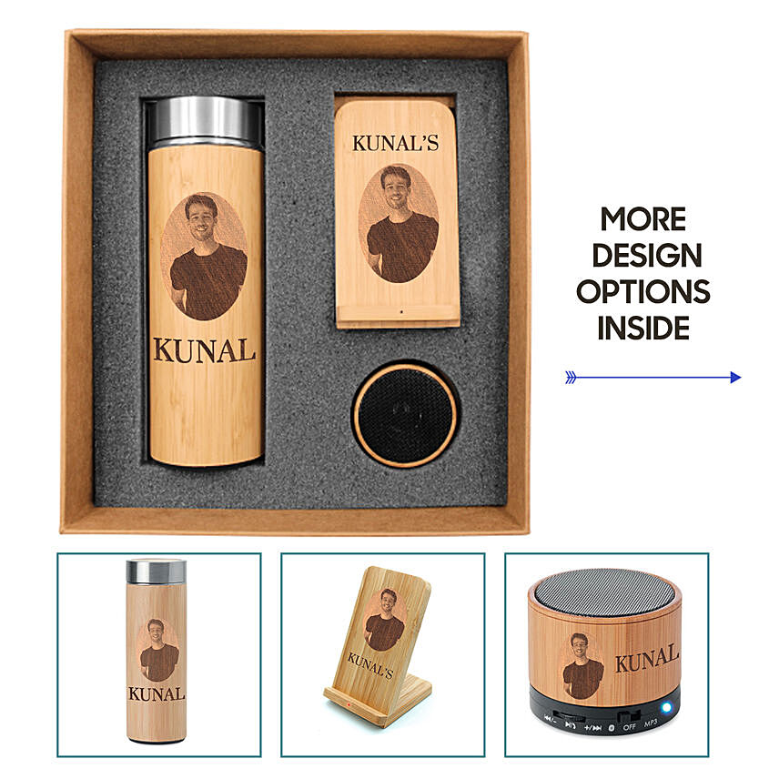 Personalised Photo Bamboo Accessories Gift Set