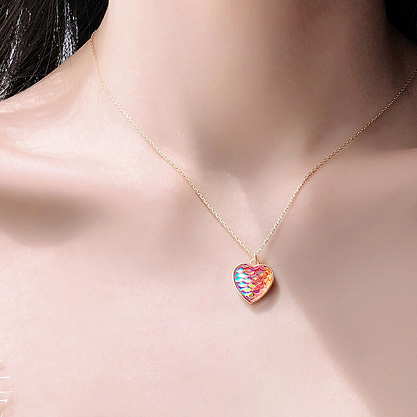 Red Scale Heart Necklace