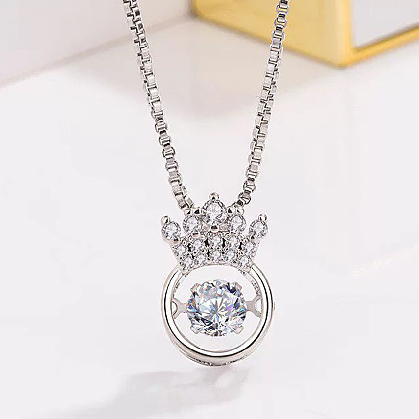 Round Gemstone Crown Necklace