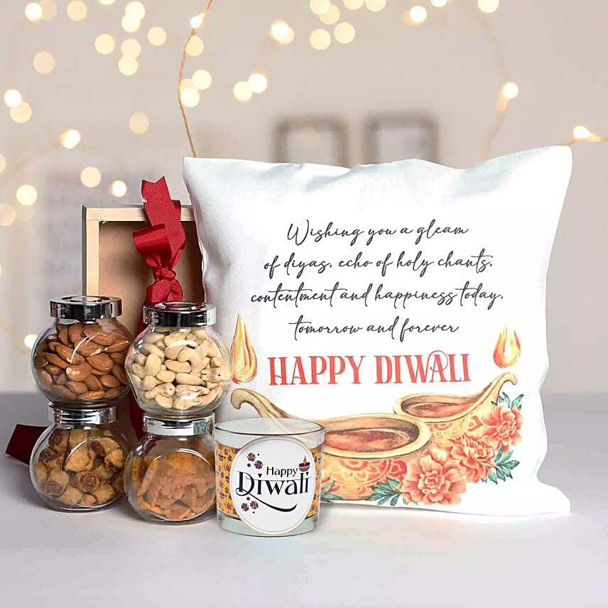 Diwali Gifts Hamper With Printed Cushion