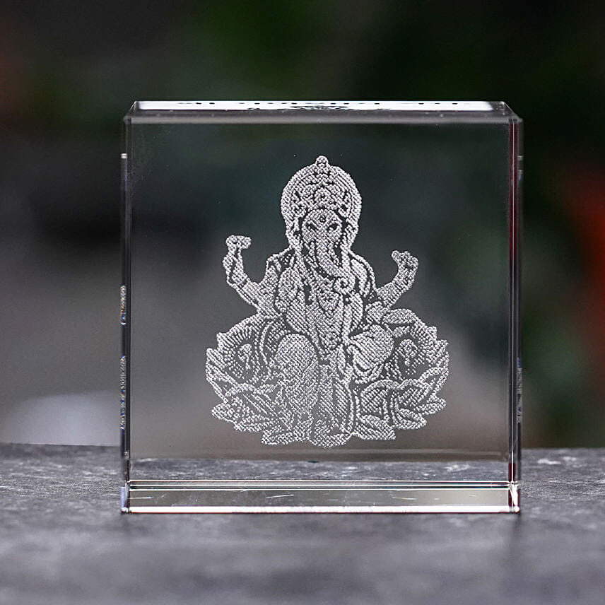 Crystal Engraved Ganesha Idol