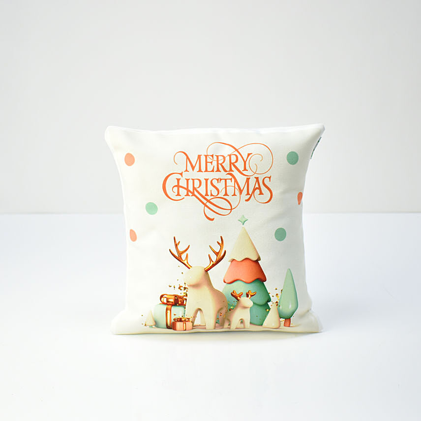 Merry Christmas White Cushion