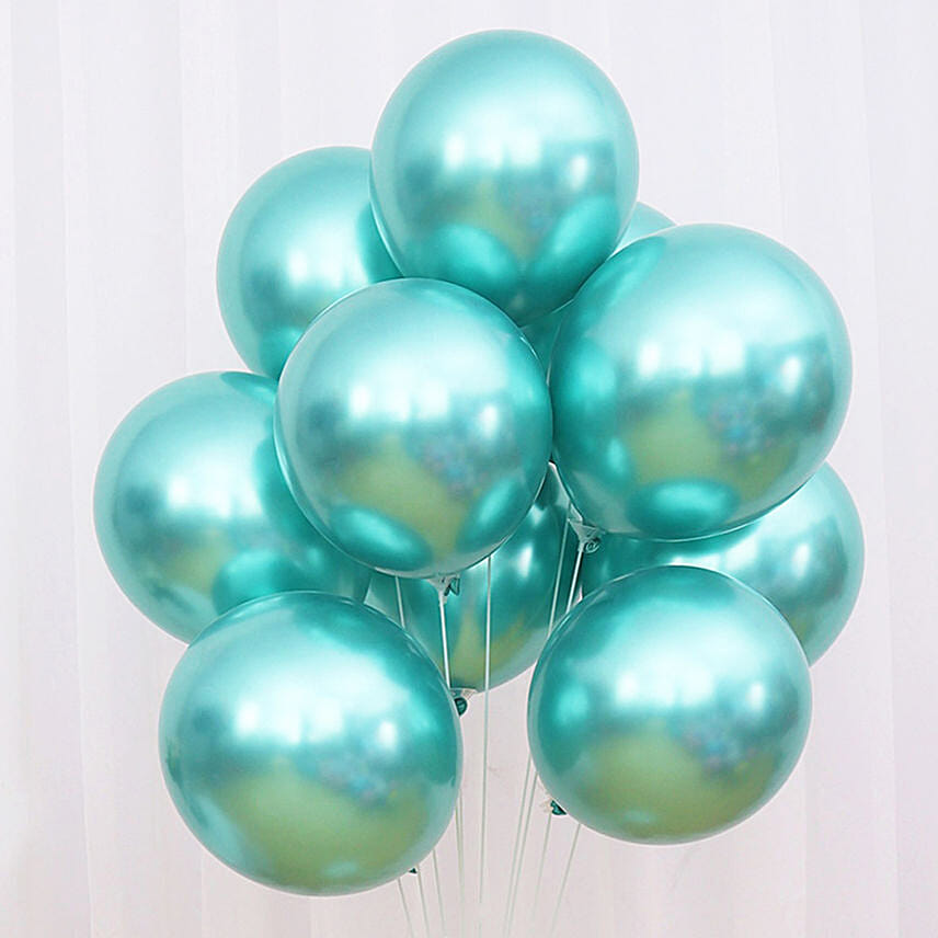 10 Green Chrome Balloons