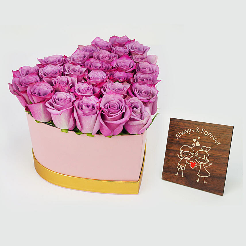 Purple Roses Heart Shape Box n Table Top