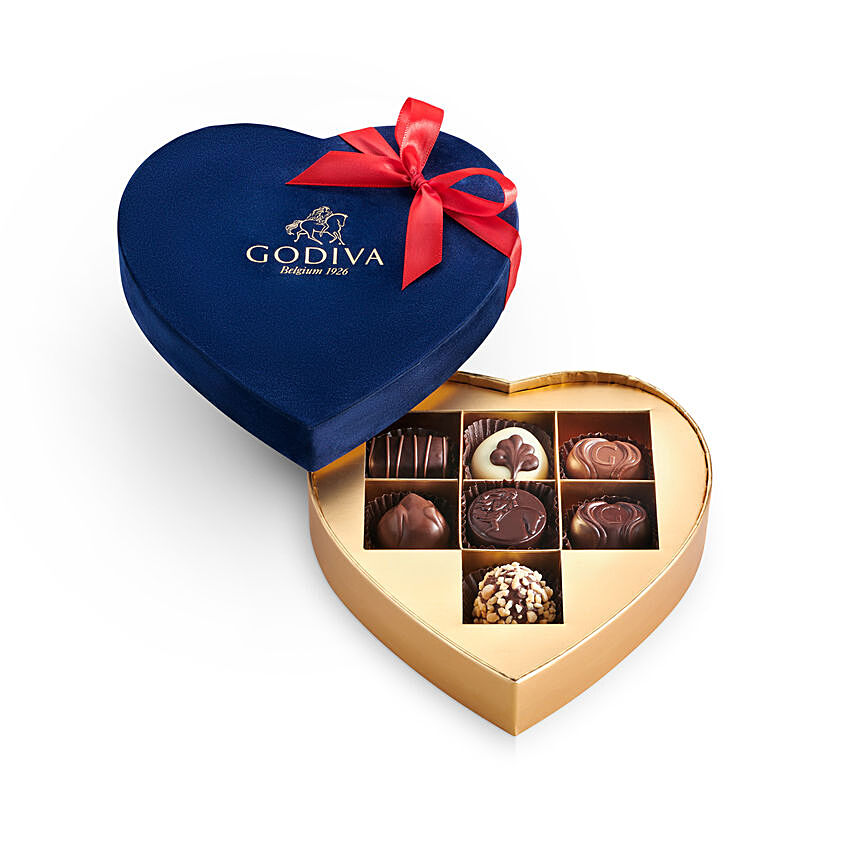 Premium Godiva Chocolate in Blue Heart Box