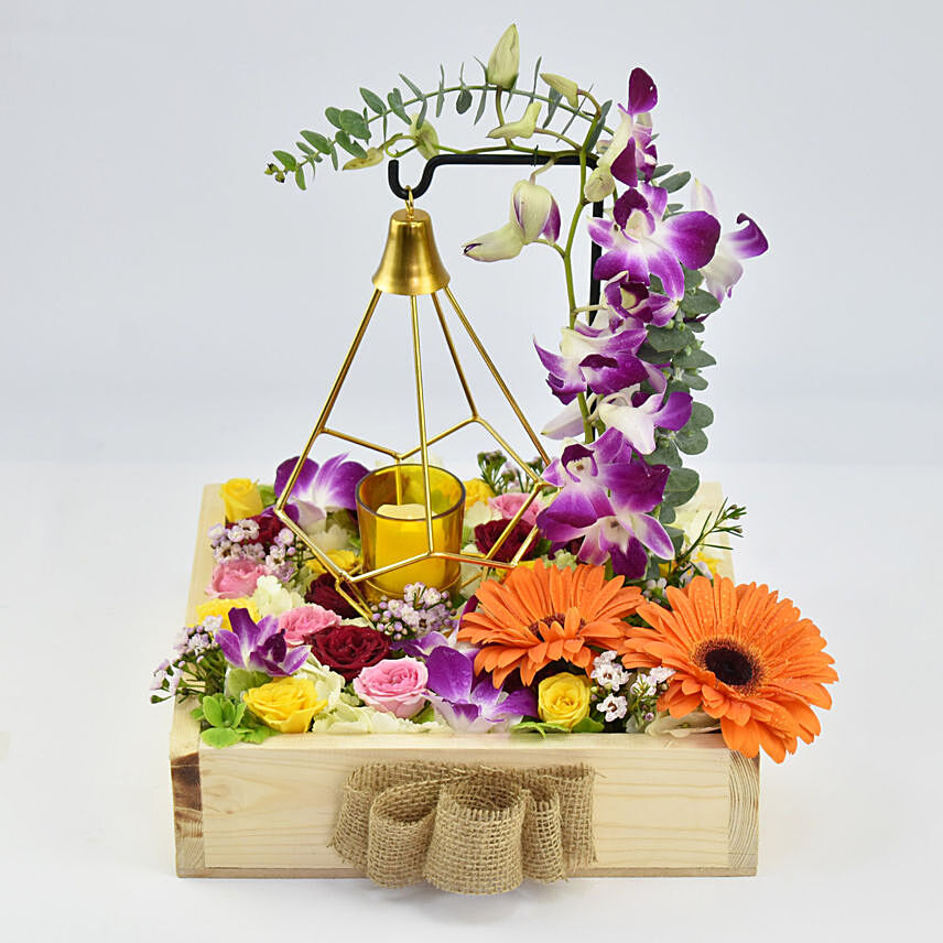 Vibrant Flowers with Candle Holder