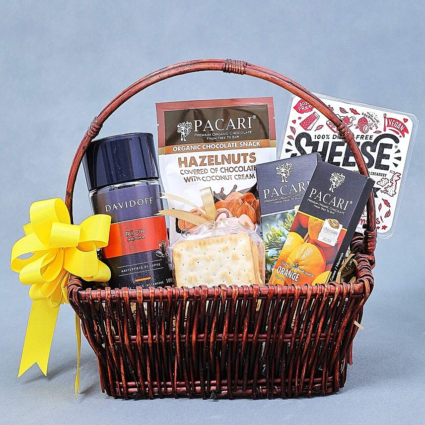 Cheese Treats and Coffee Gift Basket