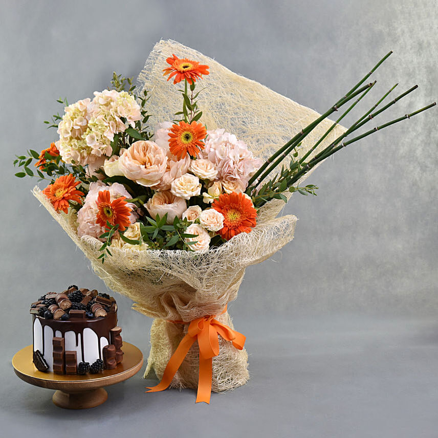 Charmante Florals with Chocolate Cake