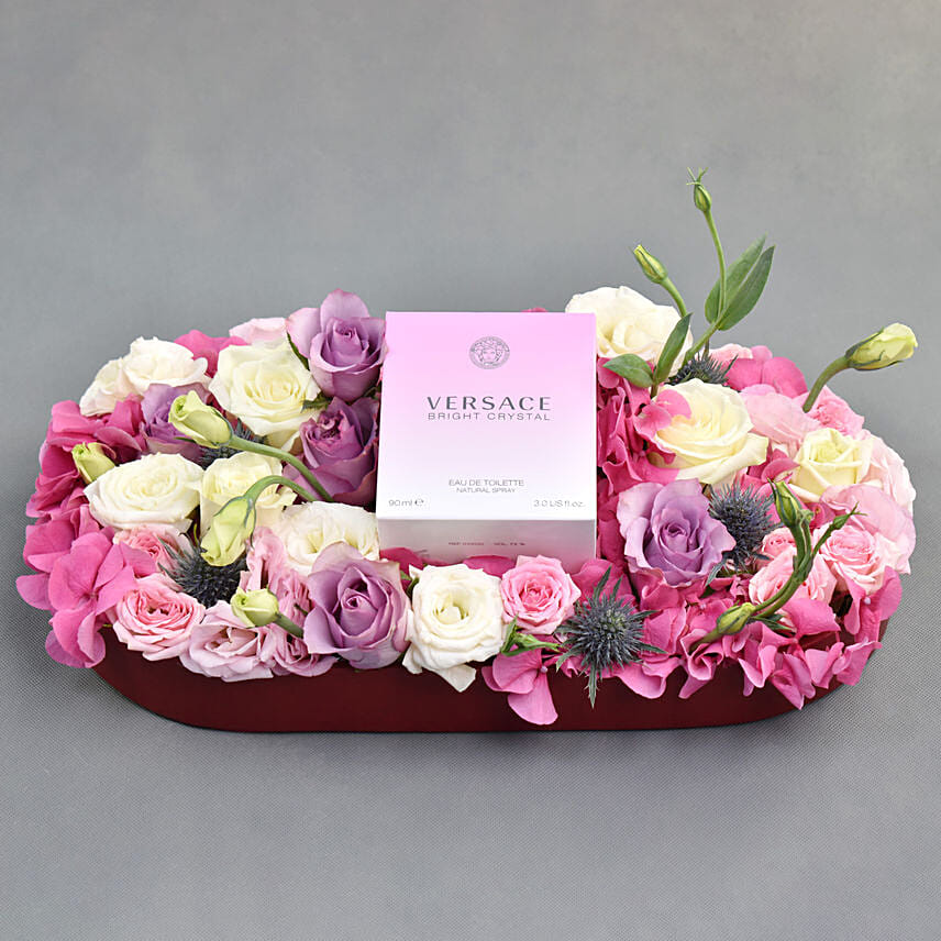 Floral Bed in Premium Tray with Versace Perfume