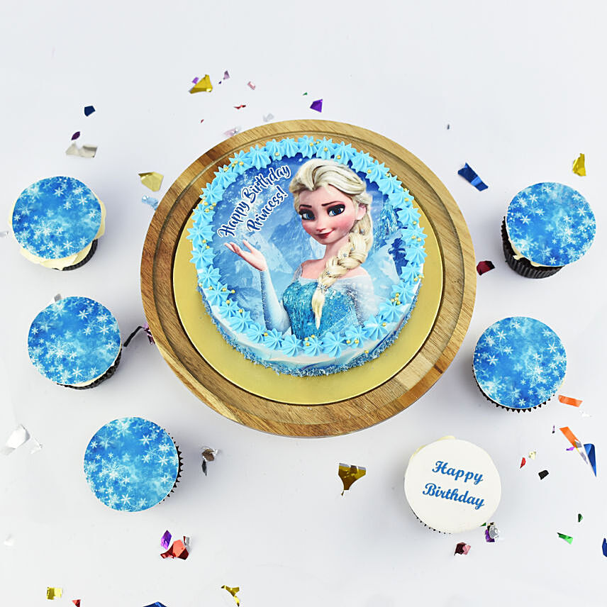 Princess Elsa Birthday Cake and Cupcakes