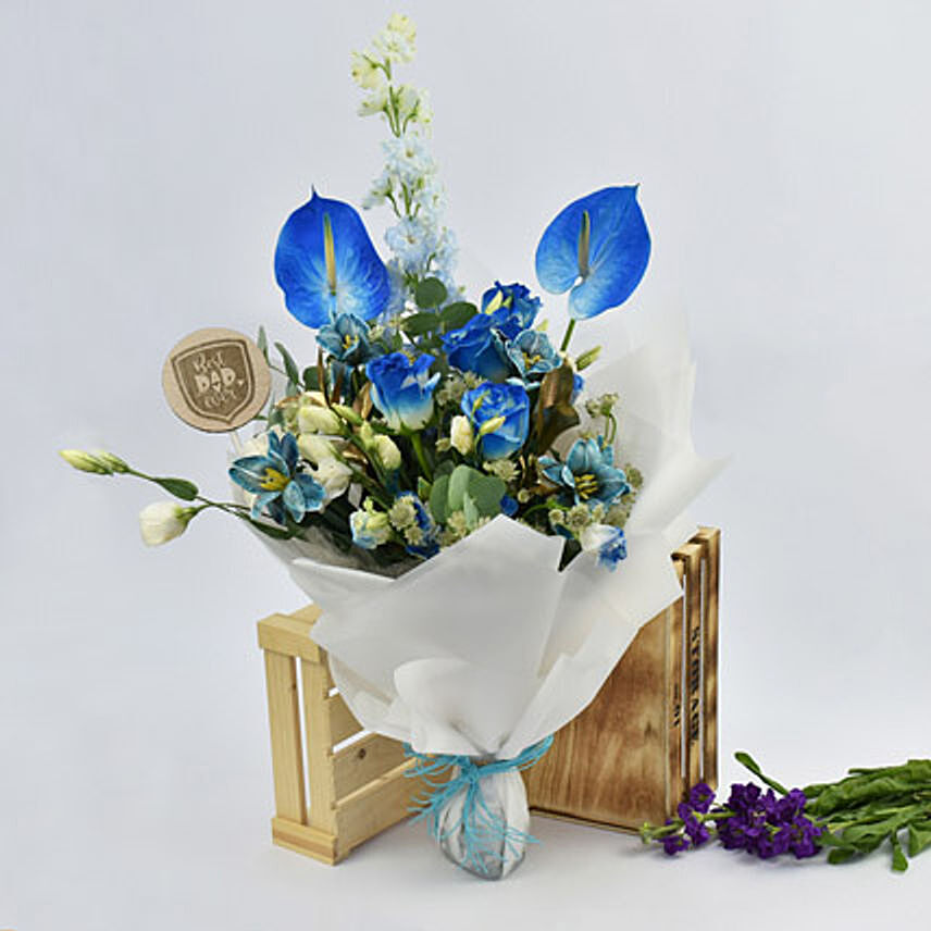 Blue Flowers Beauty Bouquet For Dad