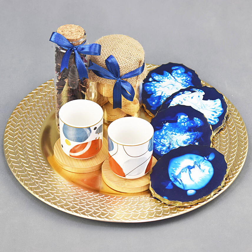 Tray of Tea Cookies and Cups