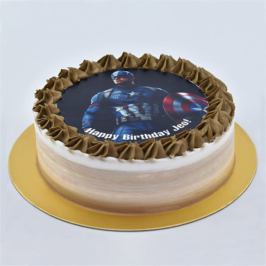 Captain America Birthday Red Velvet Cake 8 Portion