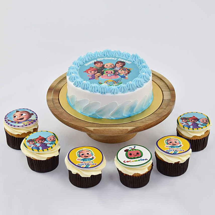 Cocomelon Birthday  Vanilla Cake With Cupcakes
