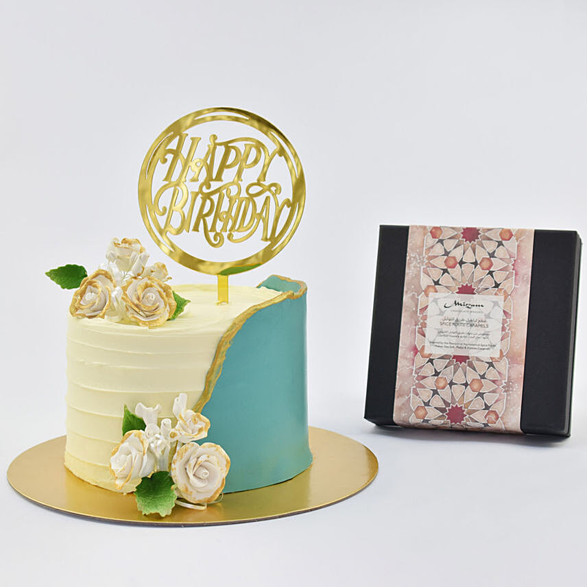 Your Special Birthday Celebration Vanilla Cake and Mirzam Chocolates