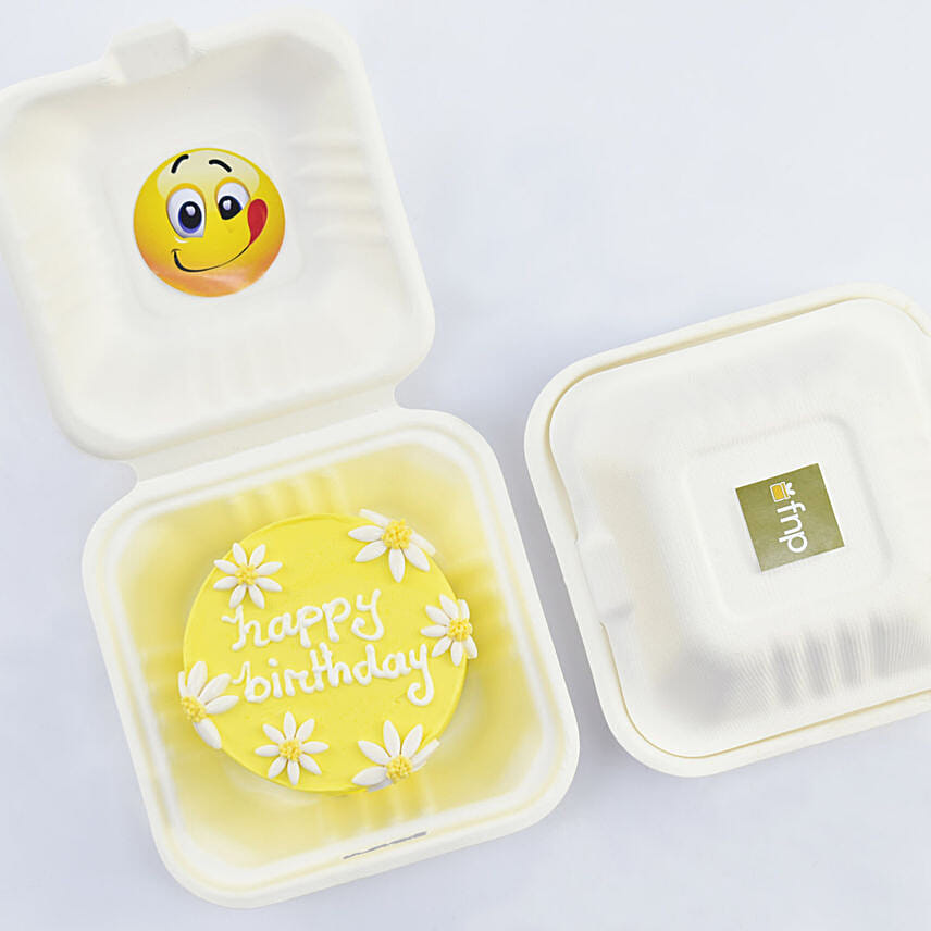 Yellow colour Happy Birthday Bento Cake