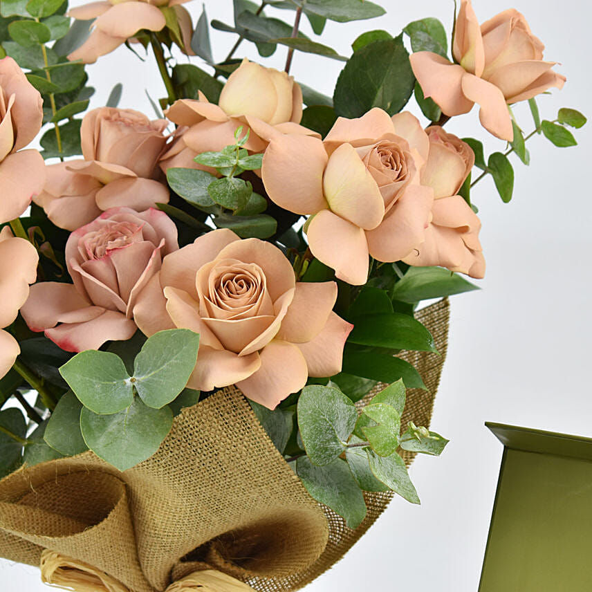 Order Cappuccino Roses Bouquet and Premium Chocolate Box Online | Same ...