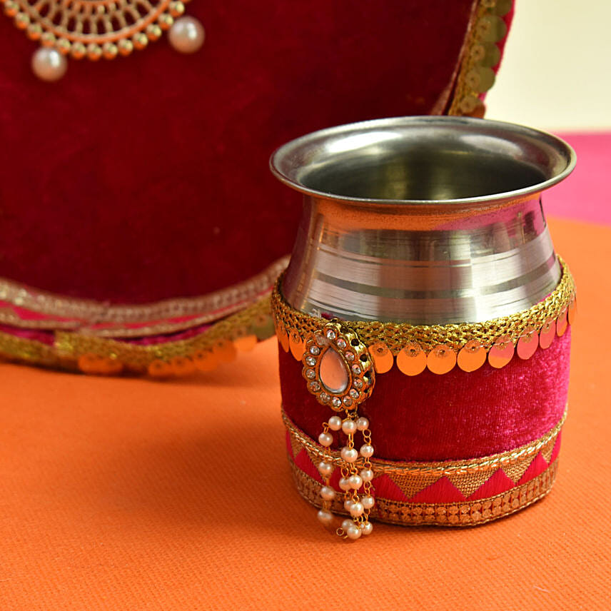 Poja Lota Kalash In Rame 250ml - Portautensili Pooja, Accessorio Tradizionale Per Karwa Chauth, Diwali E Rituali Indù