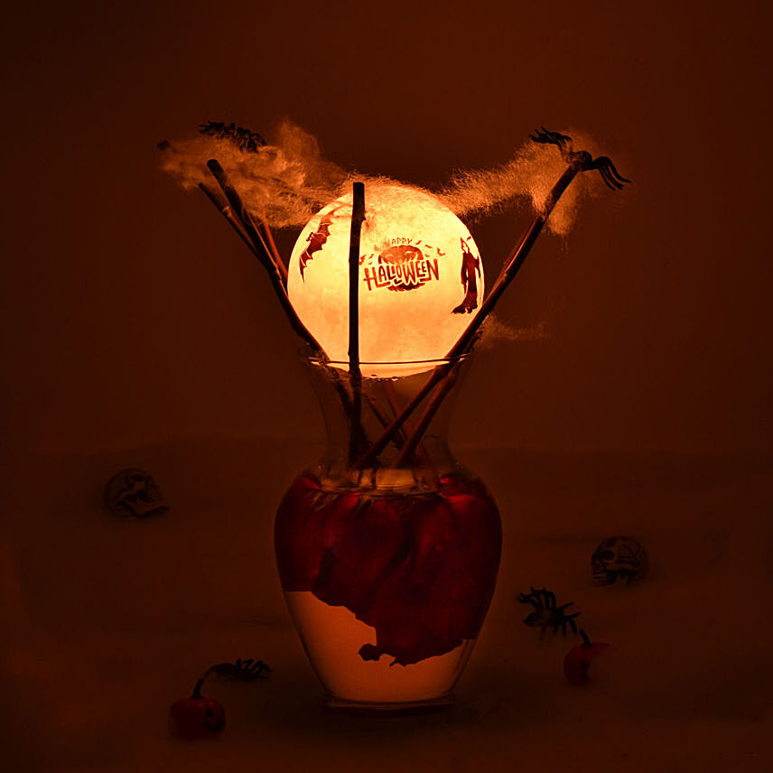 Happy Halloween Roses with Moon Lamp