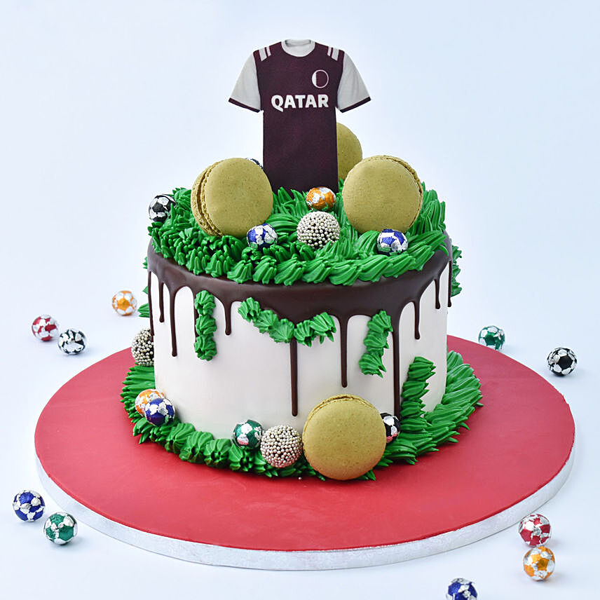 Qatar Football Fan Designer Red Velvet Cake