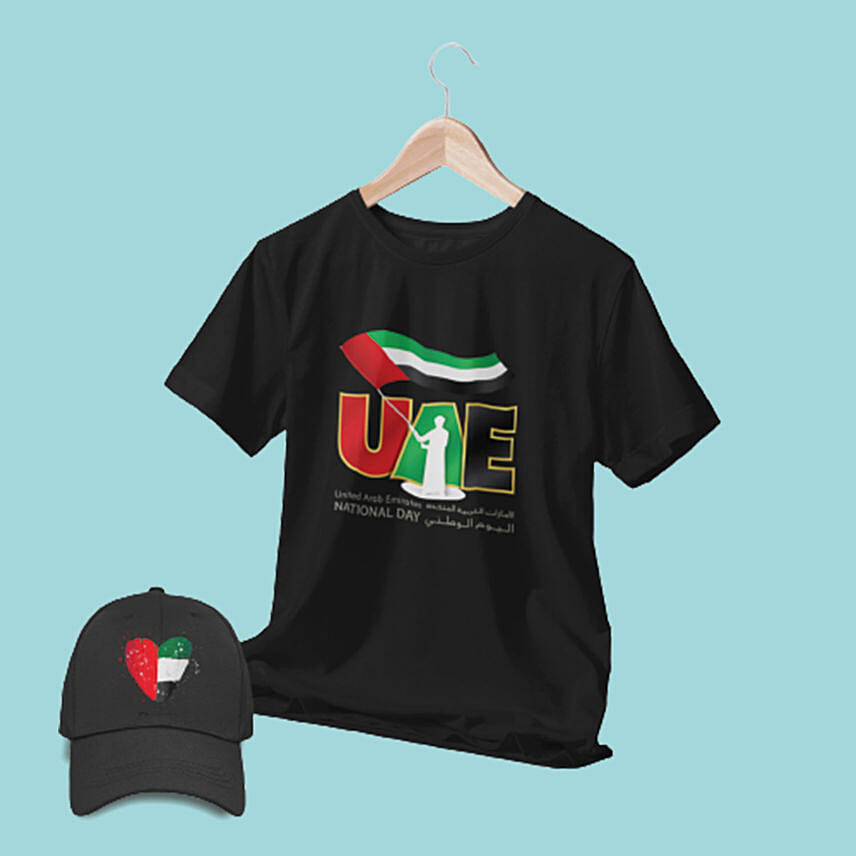 UAE Black Cap N Black T Shirt S