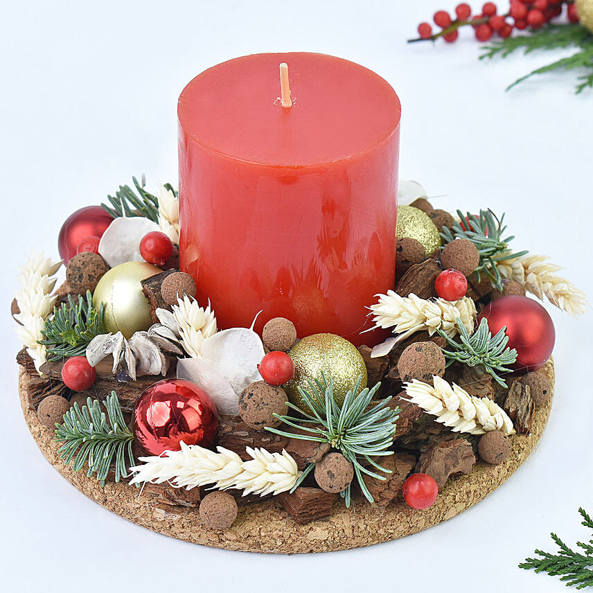 Candles with Christmas Decoration