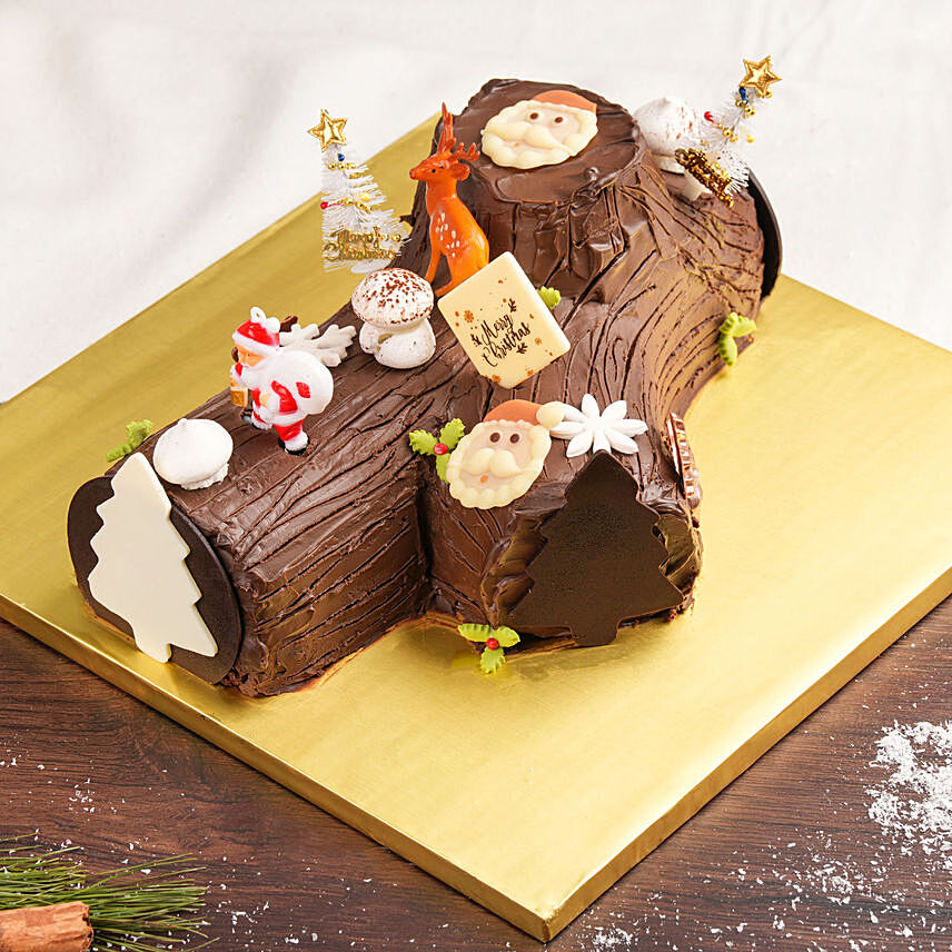 Merry Christmas Vanilla Log Cake 8 Portion