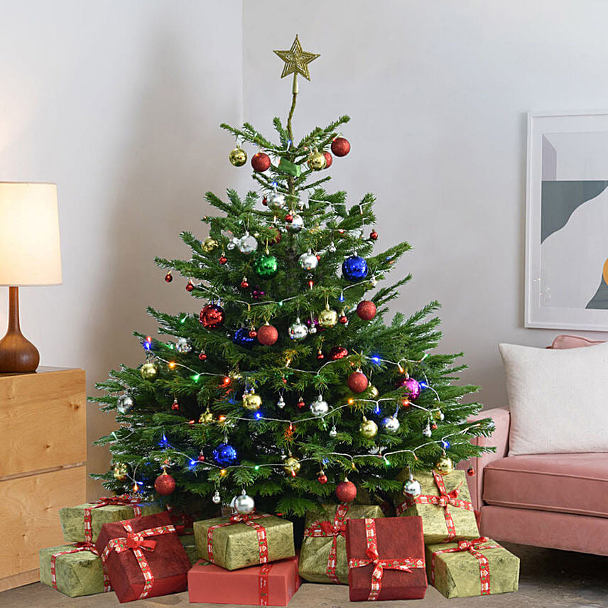 Fresh Xmas Tree with Decoration