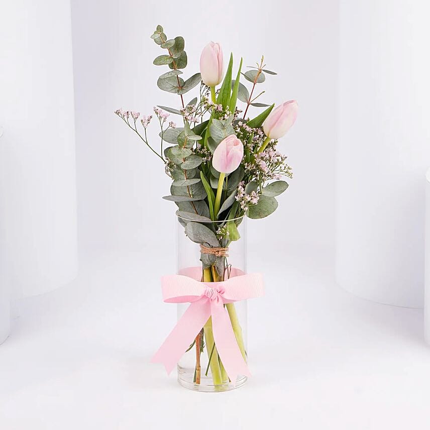 Order Three Tulips in a Vase Online | Same-Day Delivery UAE - Fnp.ae