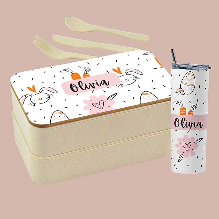 Easter Bunny Personalised Lunch Box and Tumbler