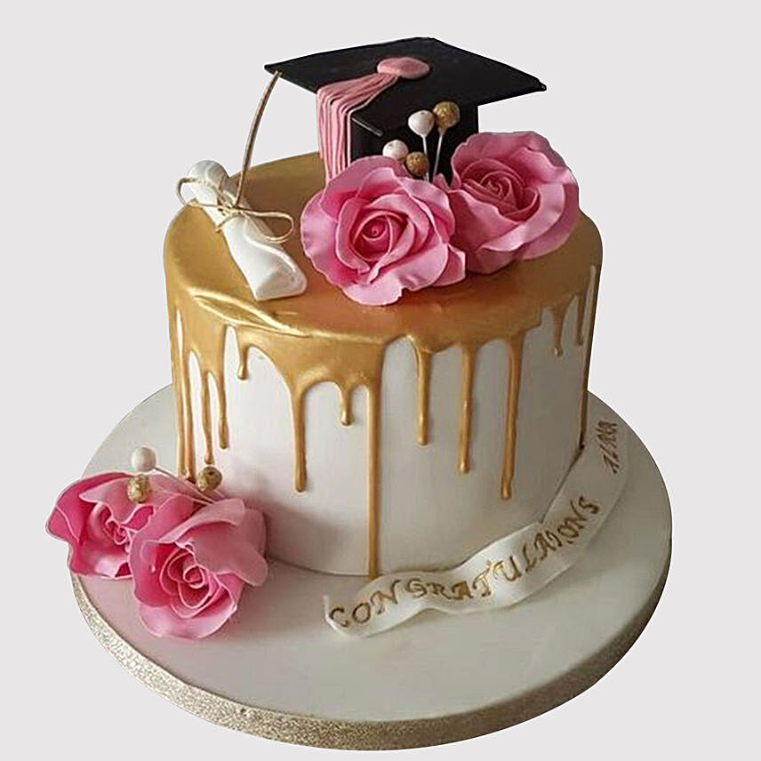 Floral Graduation Marble Cake