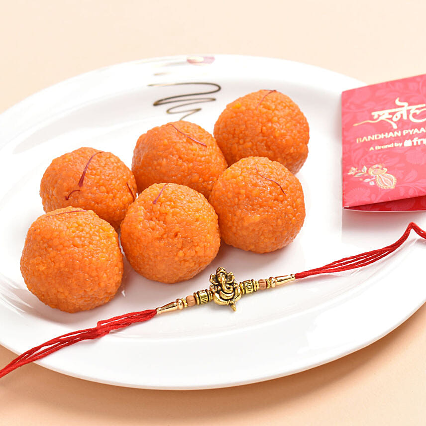 Ganesha Rakhi and Motchoor Ladoos