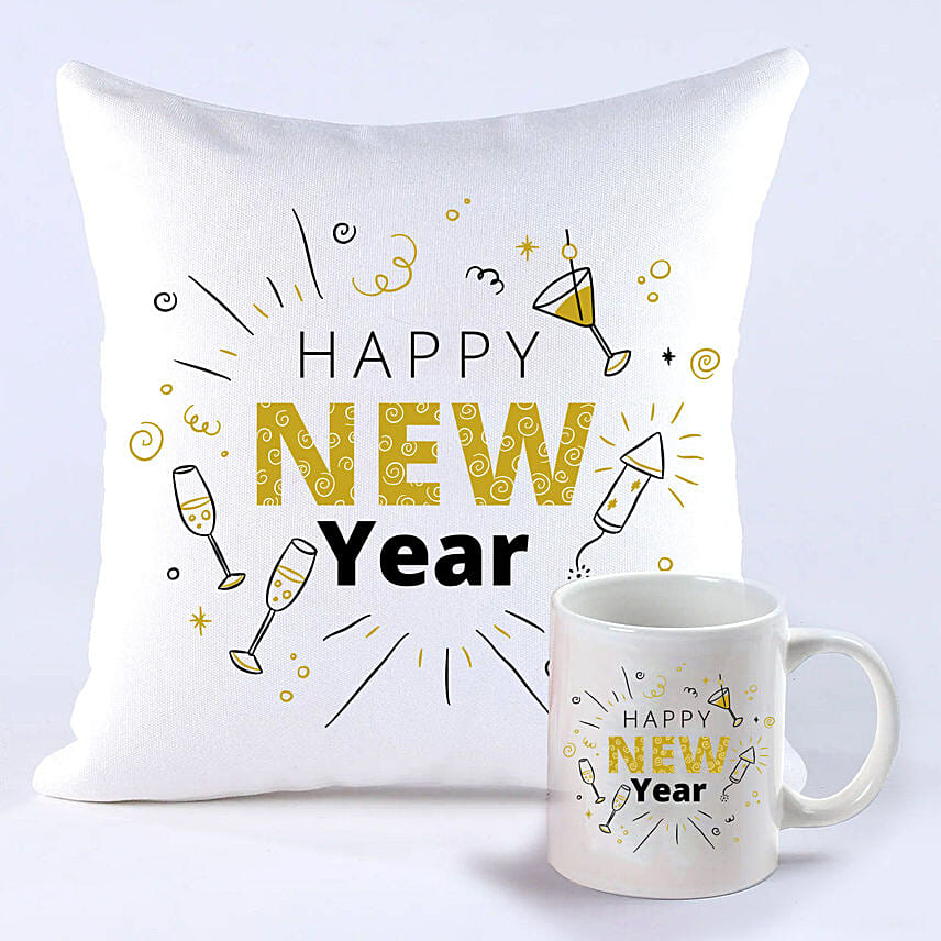 Happening New Year Greetings Mug And Cushion