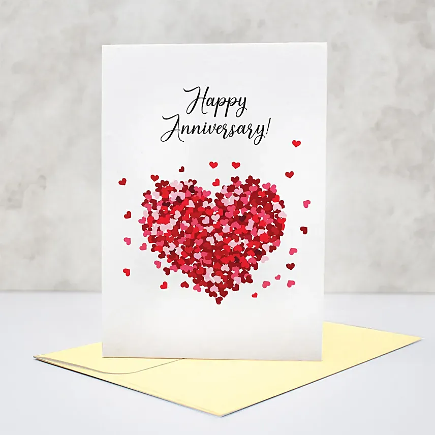 بطاقة معايدة رومانسية لعيد الزواج بقلب أحمر ومساحة لرسالتك