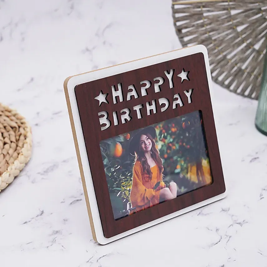 Happy Birthday Wooden Engraved Frame