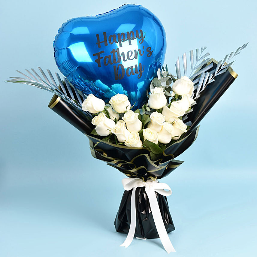 Happy Fathers Day Flowers with Balloon