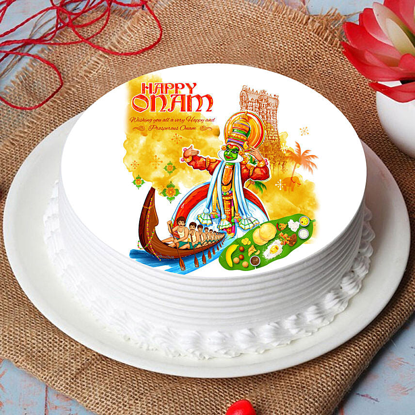 Happy Onam Festival Wishes Photo Cake