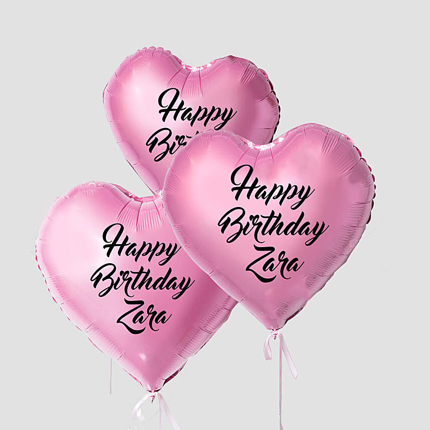 Heart Shaped Customized Text Pink Balloons