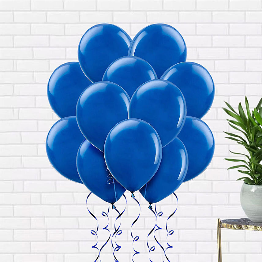 Helium Filled 10 Blue Latex Balloons