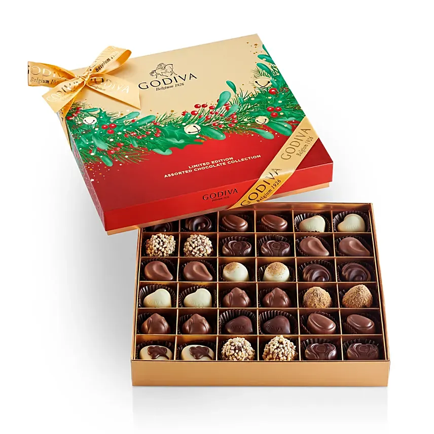 Holiday Gift Box Assorted Chocolates 36 pieces By Godiva