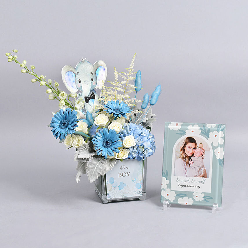Its a Boy Flowers And Photo Frame