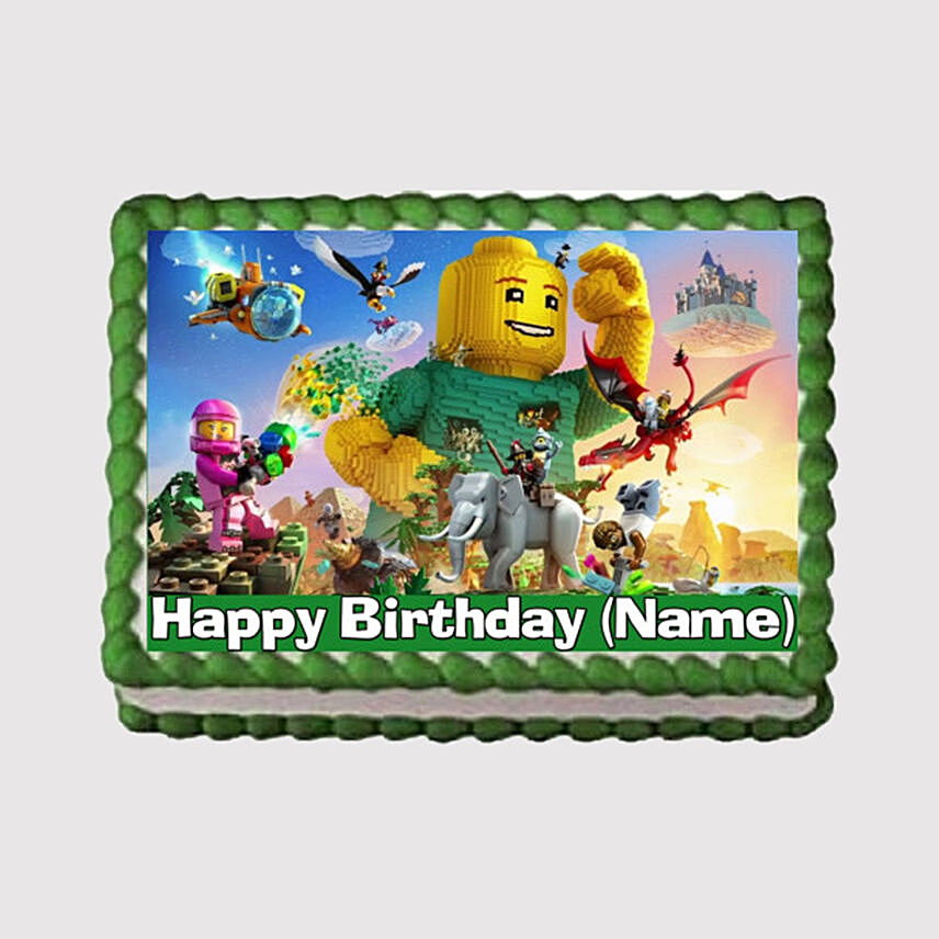 Lego Theme Photo Marble Cake
