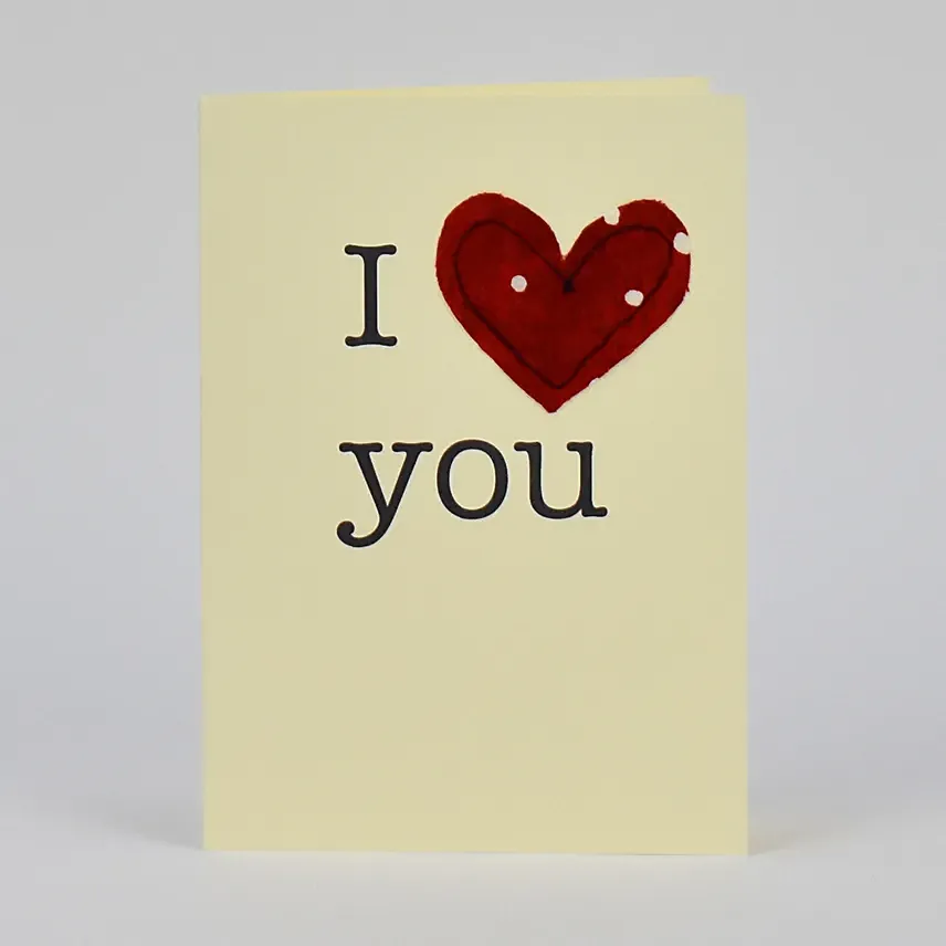 Love You Red Heart Handmade Greeting Card